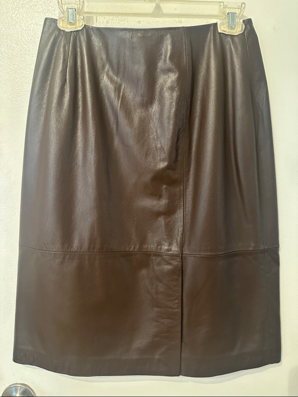 Mix It Dark Brown Leather Midi Pencil Skirt
